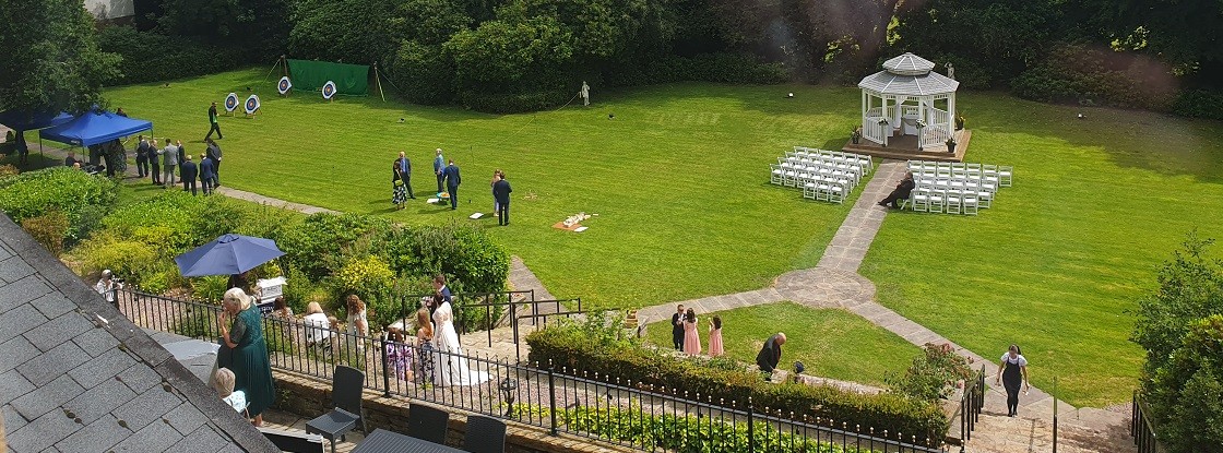 Outdoor venue - The Higher Trapp House Hotel with Archery in the grounds for a wedding reception